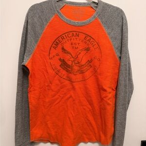 American Eagle Outfitters Orange and Gray Long Sleeve Tee